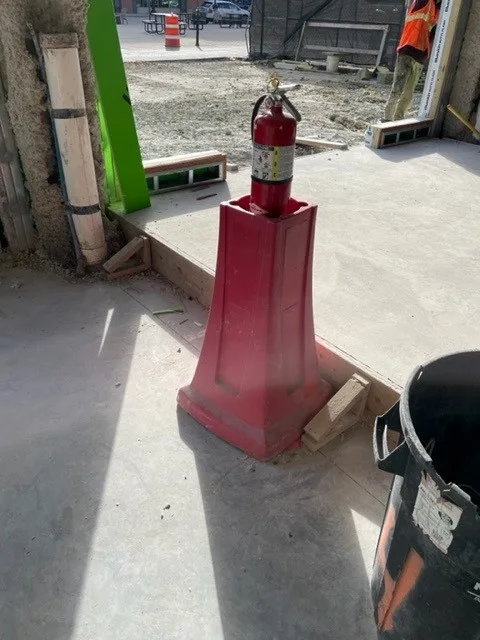 Fire Extinguisher On Stand Good Photo