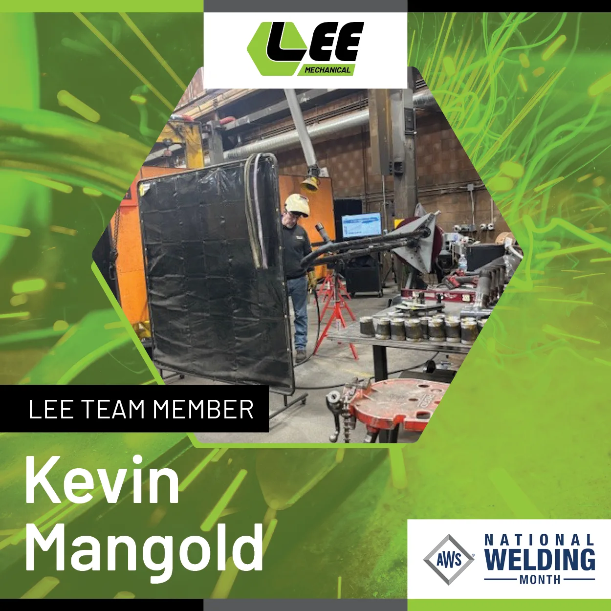 Promotional graphic celebrating Kevin Mangold for Welding Month