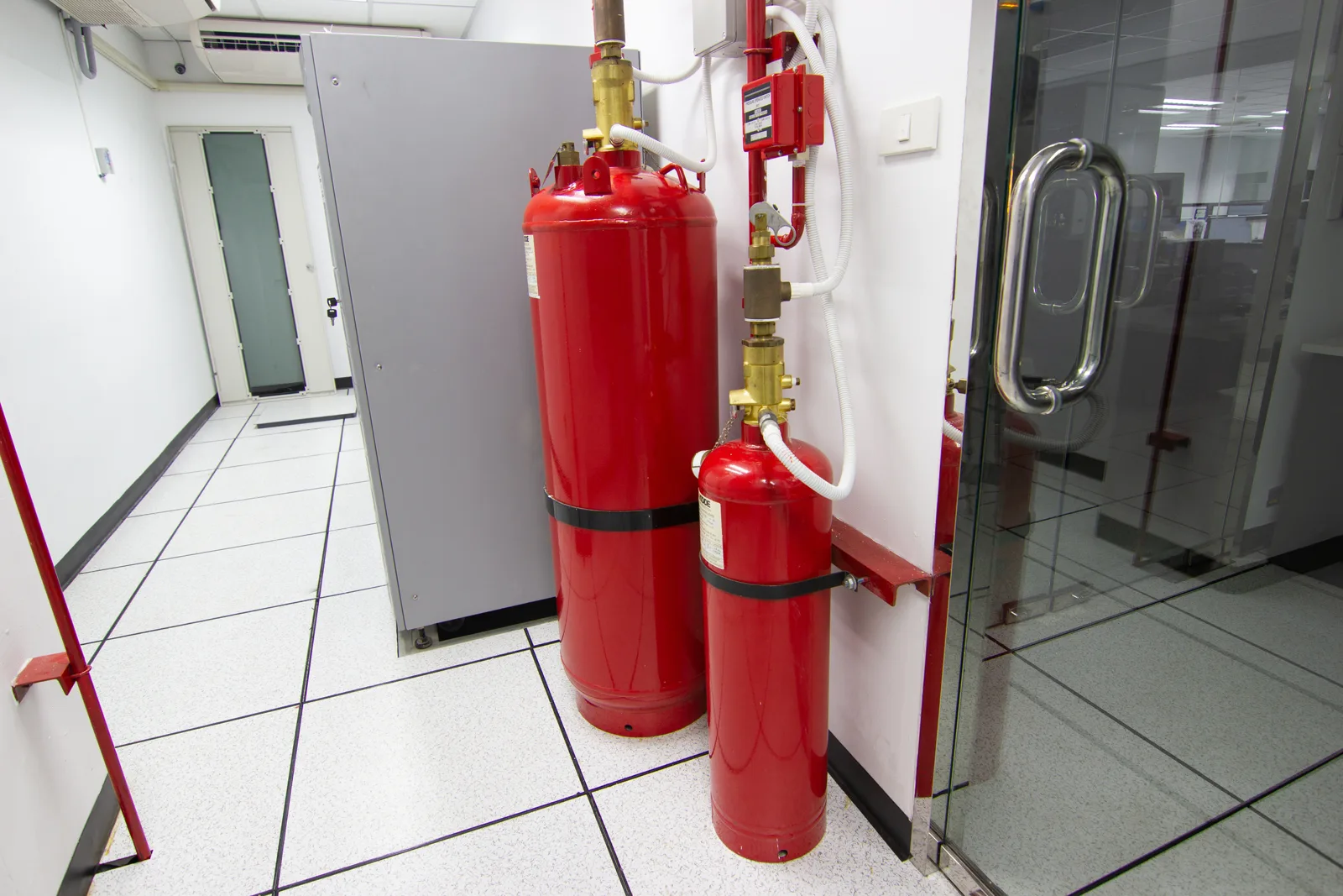 Adobestock 226004583 FM-200 clean agent fire suppression cylinders in a data center room